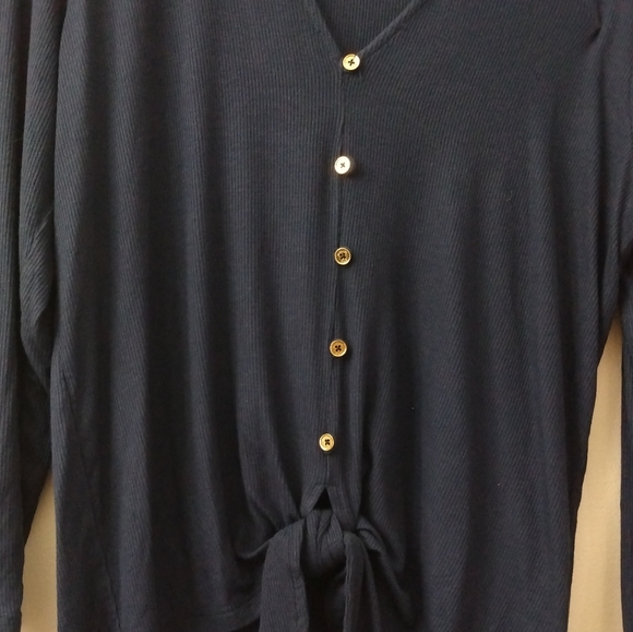 NWT Navy Blue MK Michael Kors Long Sleeve Top Medium - Picture 3 of 14
